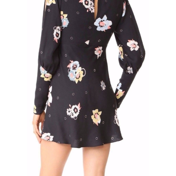 NWT Free People Black mini floral Dress size 8 - Picture 3 of 5